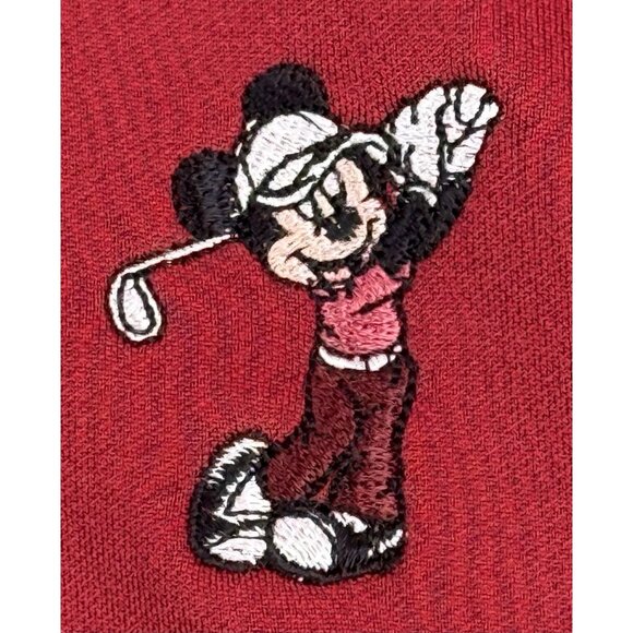 NIKE Golf Disney Parks Mickey Mouse Performance Polo Shirt Red Embroidered  XXL - Picture 4 of 10
